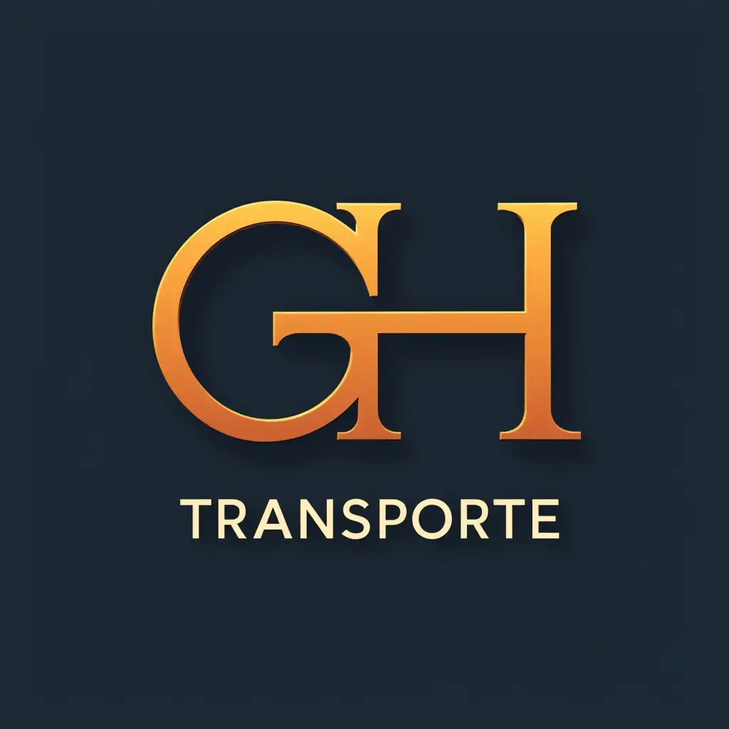 logo professional with letters GH interlaced  between them  filled and typography and filled letters  future professional that has at the bottom TRANSPORTE, clean and professional logo