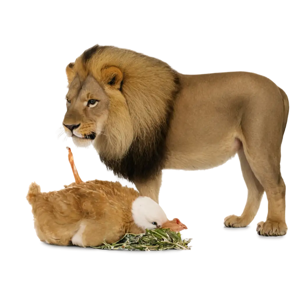 Stunning-PNG-Image-Majestic-Lion-Feasting-on-Chicken