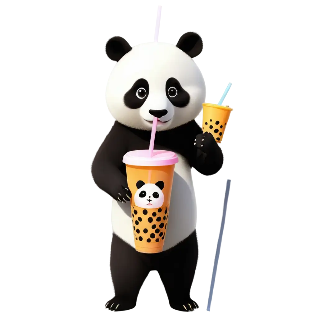 Anime Panda drinking a boba tea