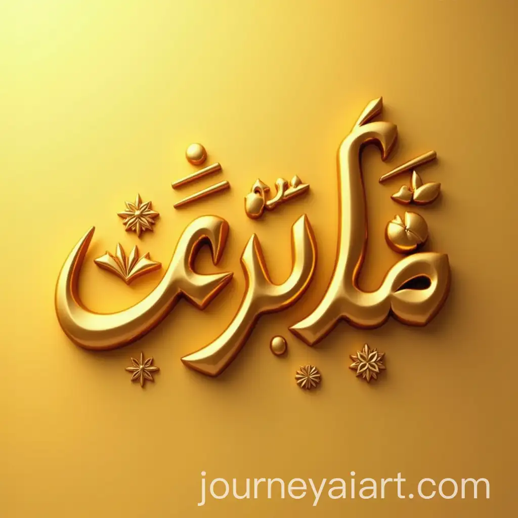 Luxurious-3D-Arabic-Alaown-Text-Logo-in-Shiny-Gold-with-Reflective-Metallic-Finish