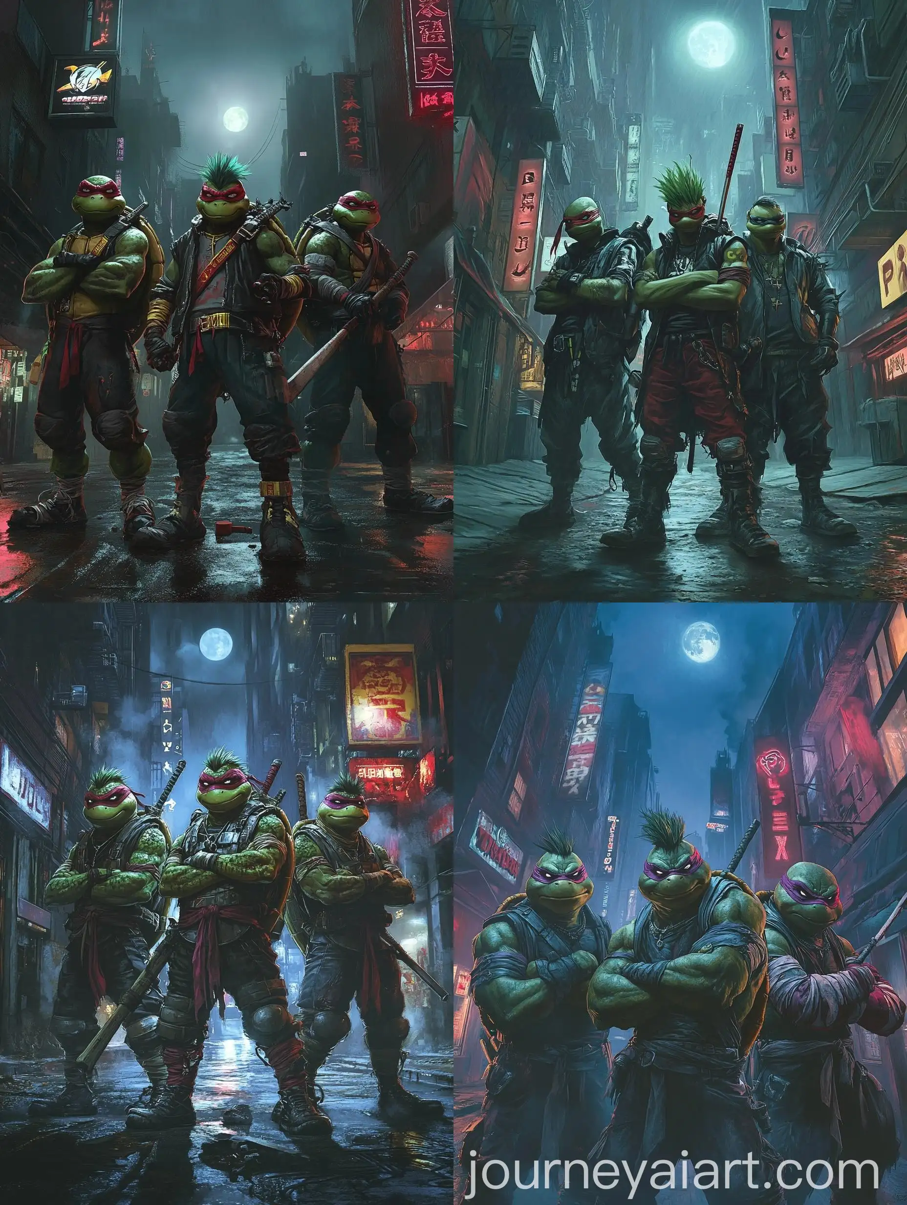 Street-Gang-Bandits-in-Dark-Urban-Night-Scene