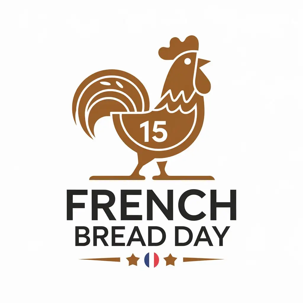 LOGO Design for French Bread Day Vector Logo with Bread Rooster and Number 15 for Event Industry