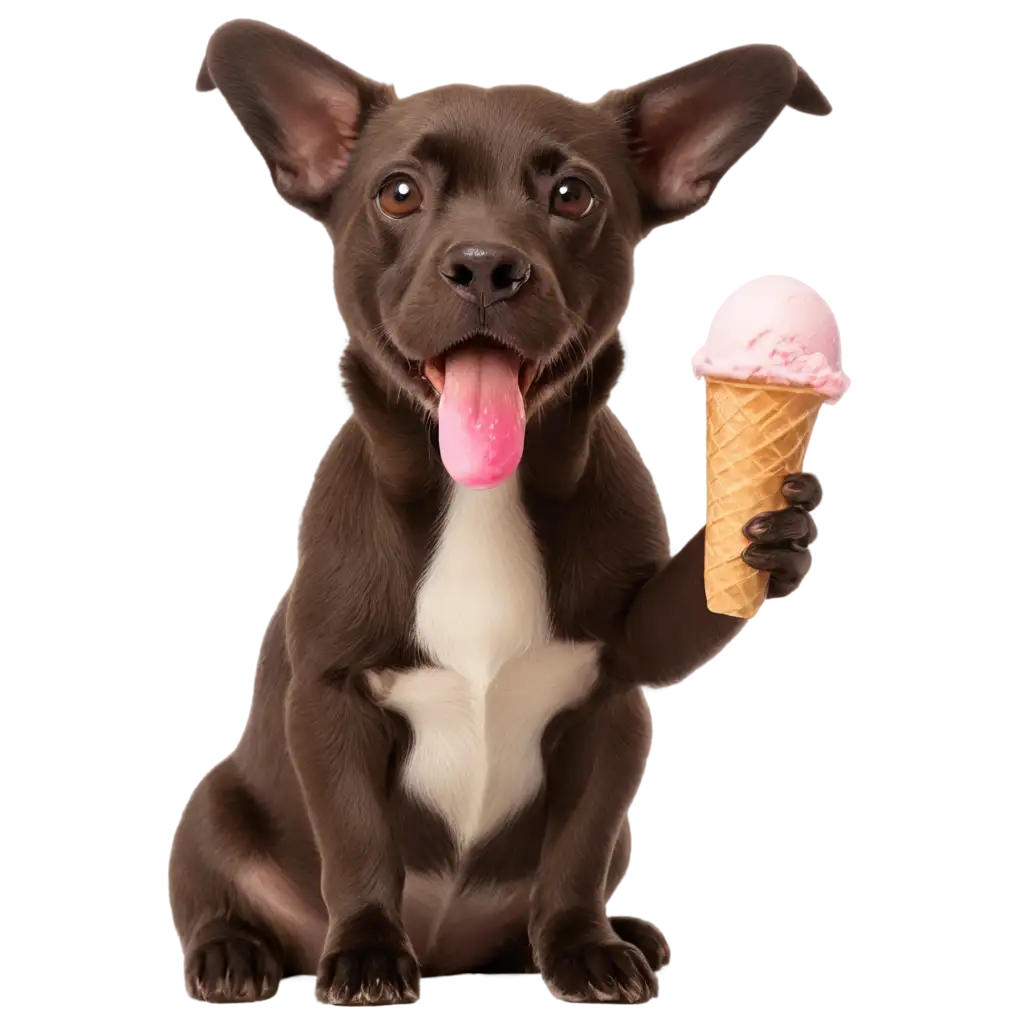 a dog eating ice cream