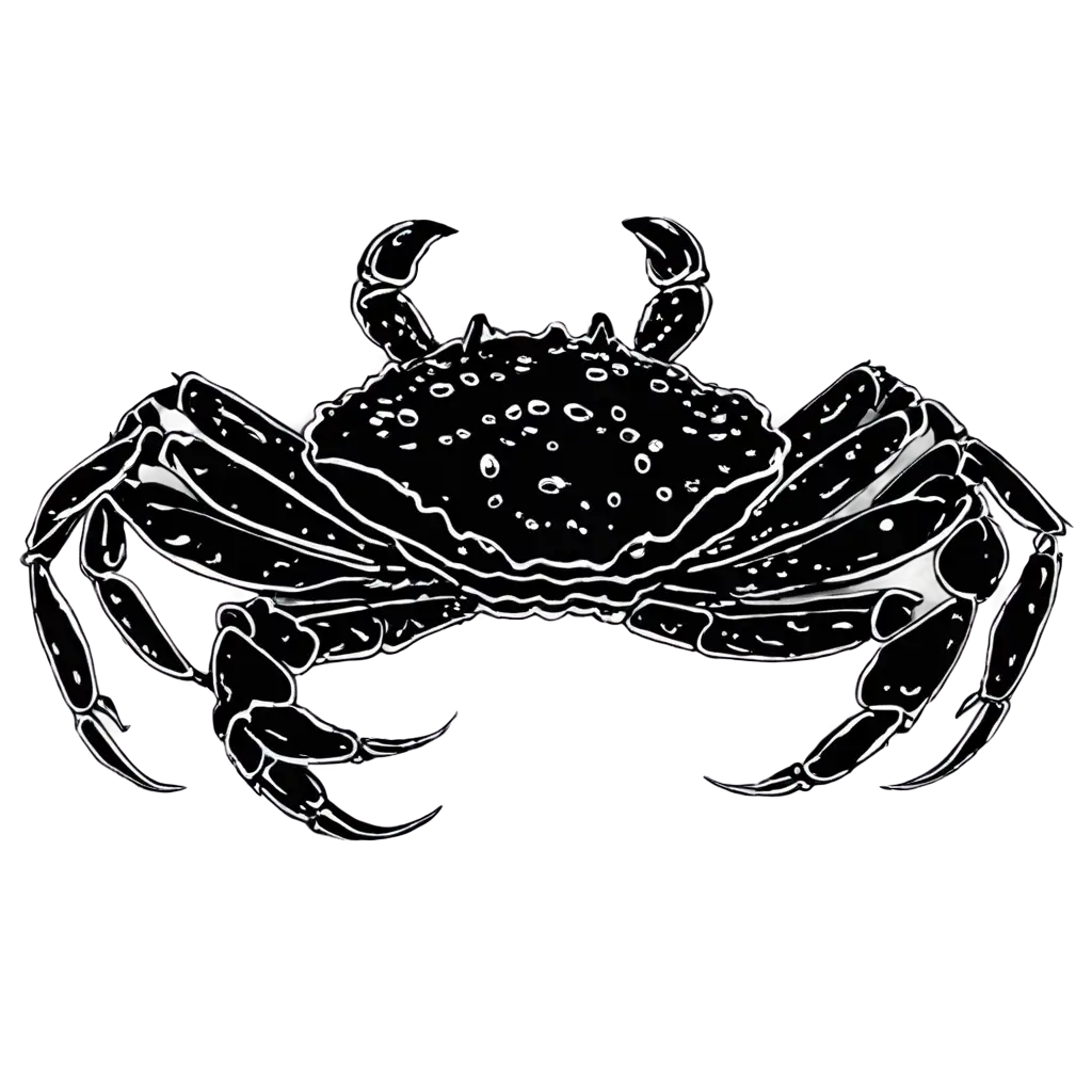 HandDrawn-Crab-with-Two-Big-Claws-Spitting-Out-Bubbles-PNG-Image