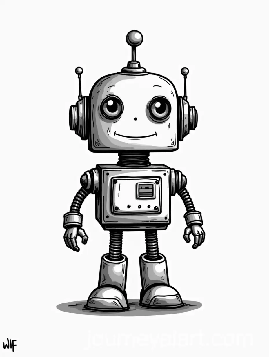 Minimalistic-Vintage-Robot-Logo-in-Black-and-White