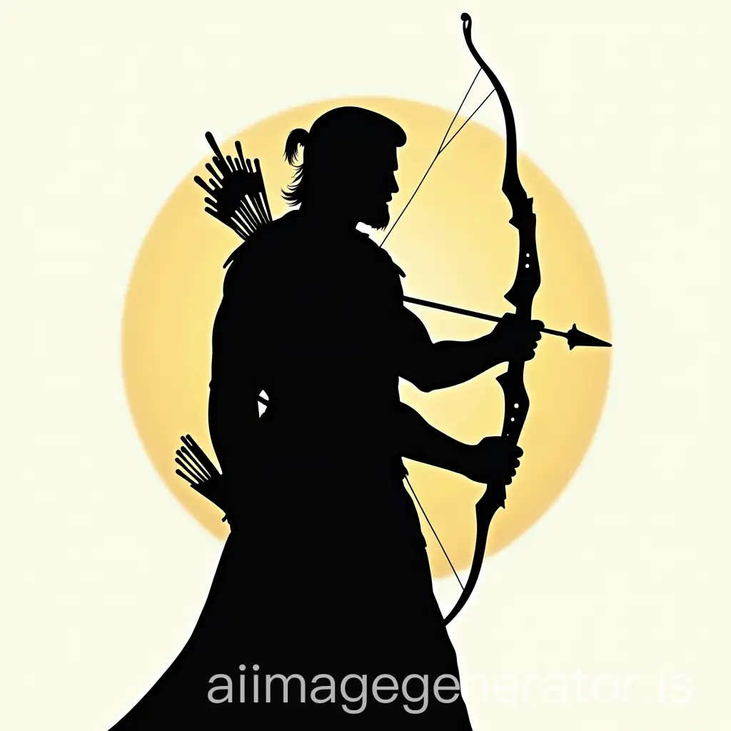 Macho-Warrior-Silhouette-Holding-Archer-Weapon-in-Bright-Colors