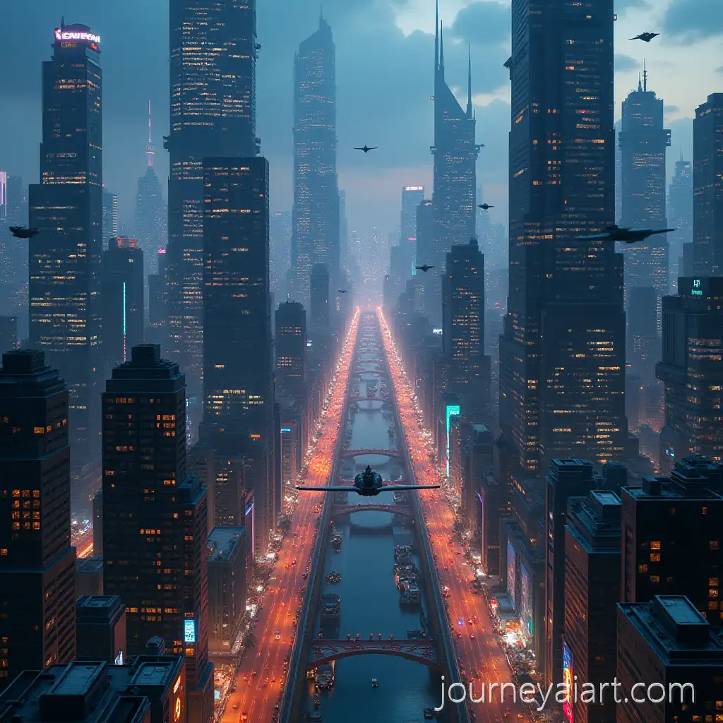 Futuristic-Neon-Megacity-at-Night-with-Towering-Skyscrapers-and-Flying-Vehicles