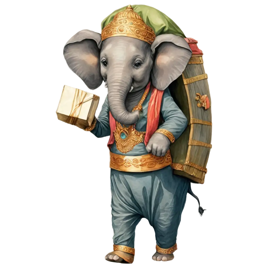 Unique-PNG-Image-Elephant-in-Indian-Outfit-Carrying-a-Shipping-Container