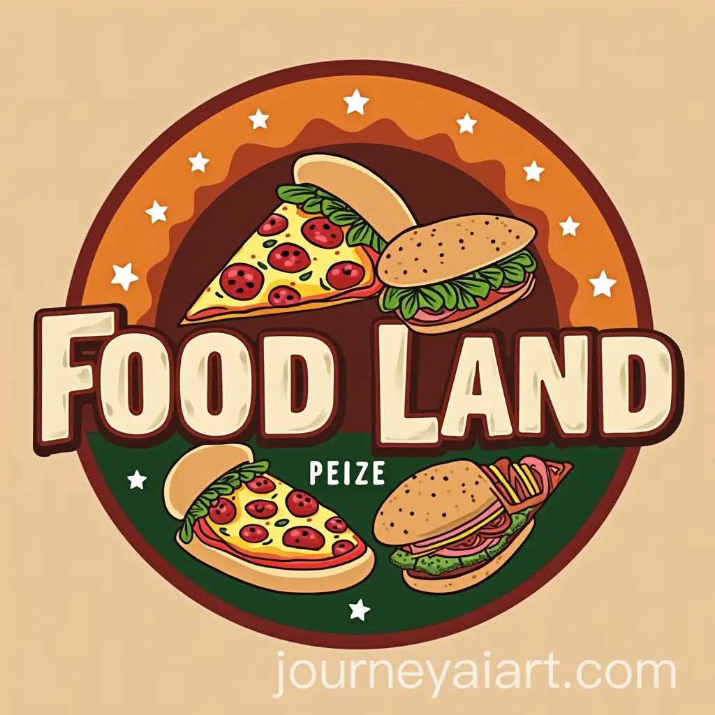 Food-Land-24-Restaurant-Slogan-with-Pizza-Sandwiches-and-Shawarma-Symbols-in-Modern-Futuristic-Design
