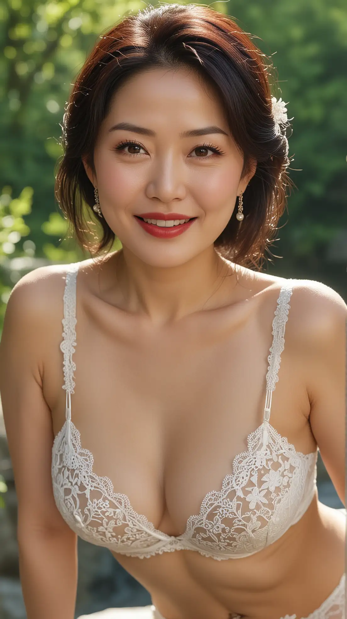 Elegant-Japanese-Mature-Woman-in-Outdoor-Setting-with-Lace-Bra-and-Jewelry