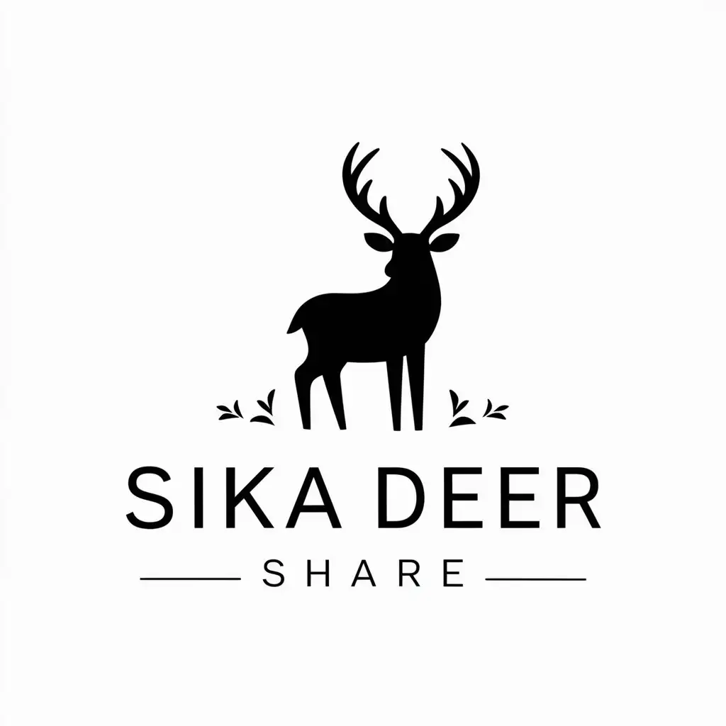 a vector logo design,with the text "Sika deer share", main symbol:Sika deer,Minimalistic,be used in self-media industry,clear background