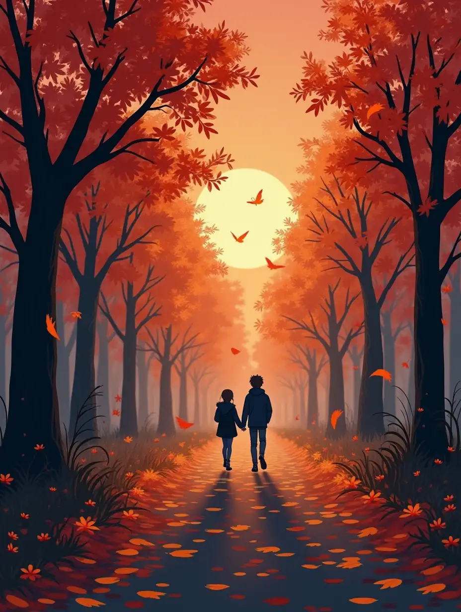 SNS profile background that matches a moody autumn manhwa background