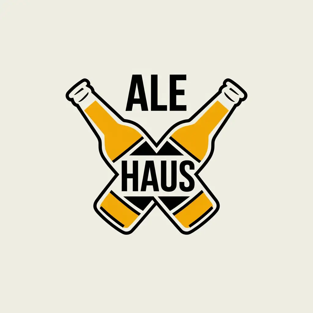 LOGO-Design-For-Ale-Haus-Crossed-Beer-Bottles-in-Vector-Style