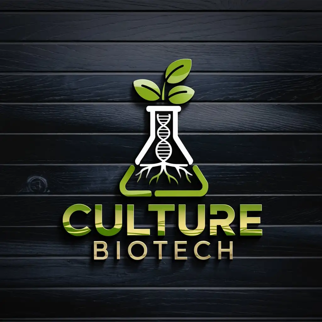 LOGO Design for Culture Biotech Gold and Green with DNA Helix and Plant Elements