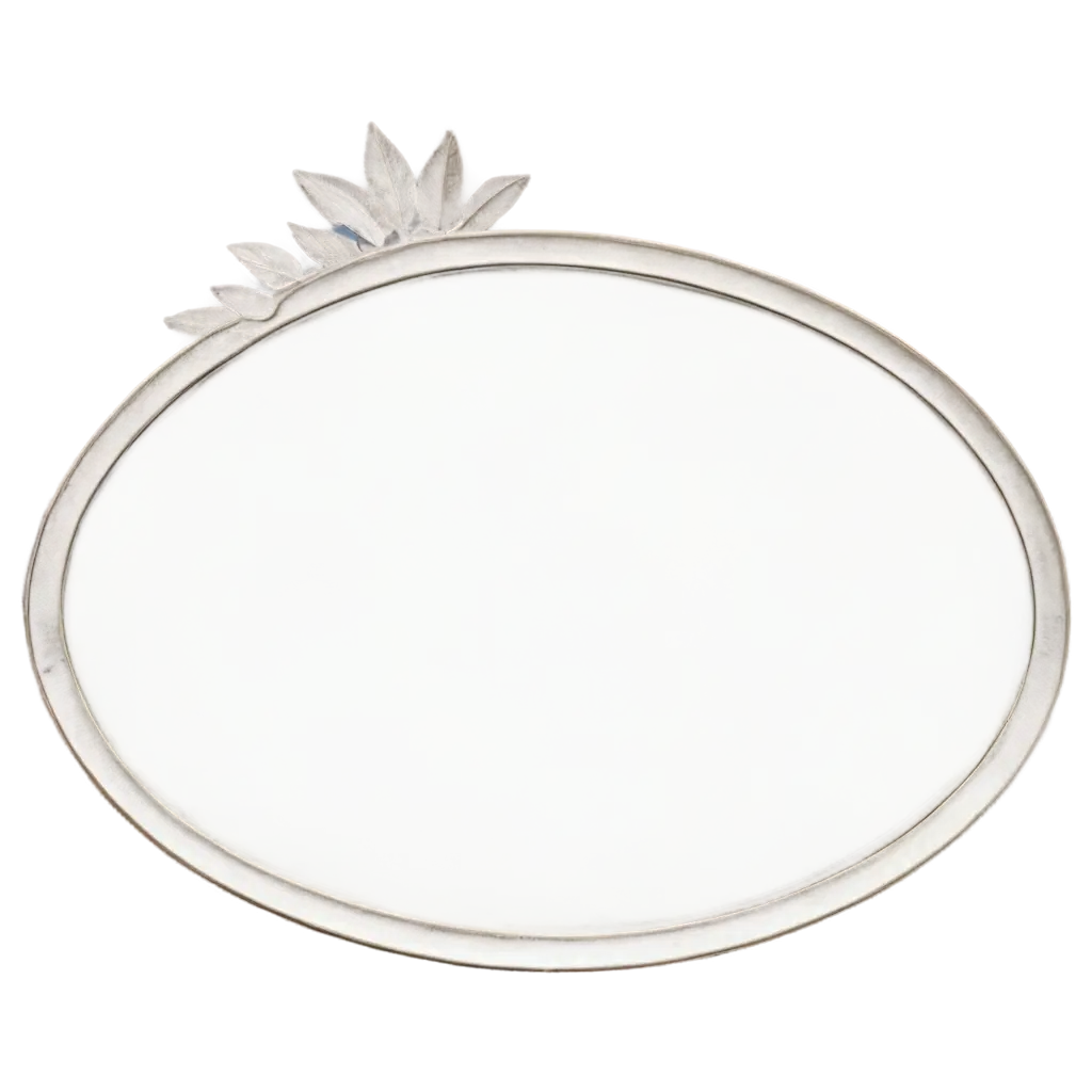 Silver-Leaf-Shaped-Horizontal-Mirror-PNG-with-Small-Leaf-Detail-HighQuality-Image-Format