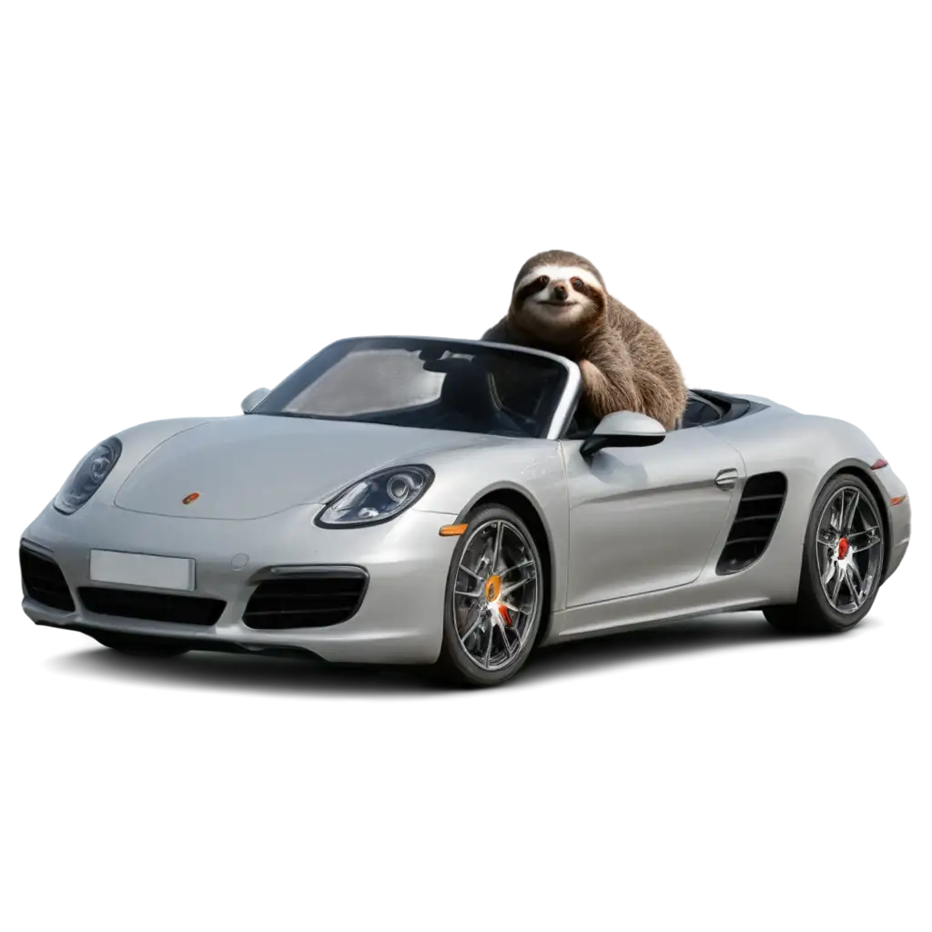 PNG-Image-of-a-Sloth-Driving-a-Porsche-Unique-and-Whimsical-Concept