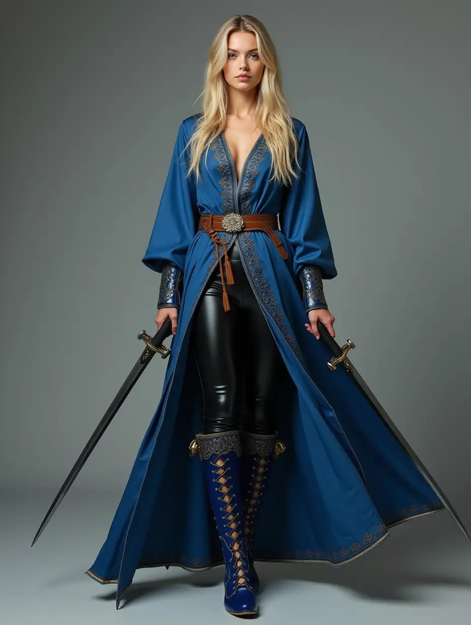 Young-Female-Warrior-in-Embroidered-Blue-Robes-with-Short-Swords