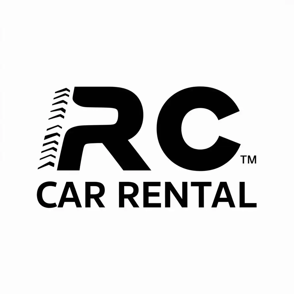 LOGO-Design-For-RC-Car-Rental-Letter-Sidewall-Tire-Tread-on-White-Background