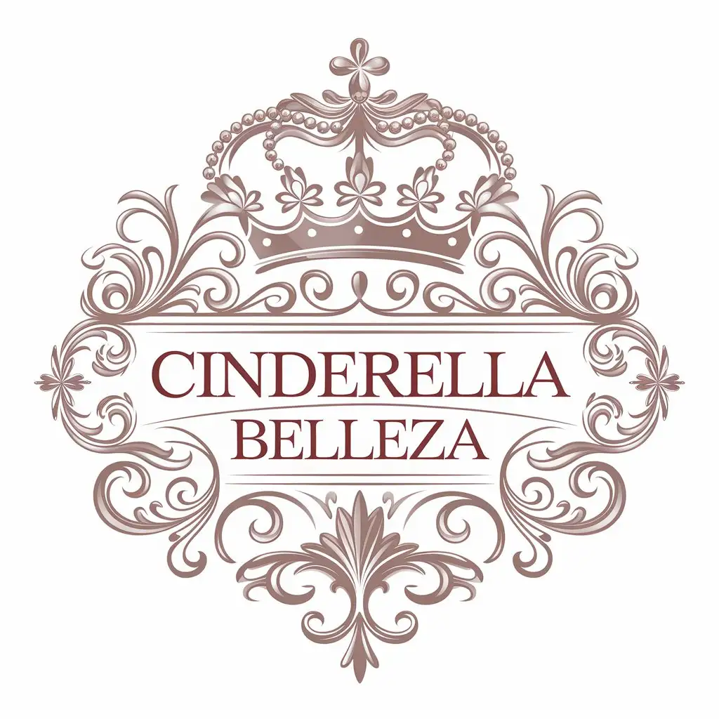 a vector logo design,with the text "Cinderella Belleza", main symbol:a princess crown or carriage,complex,be used in Beauty Spa industry,clear background