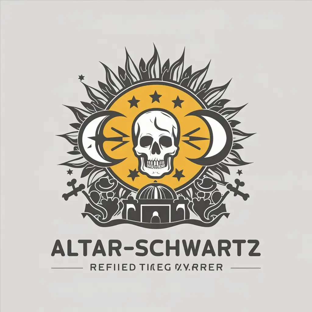 LOGO Design for Altarschwartz Sun Star Moon Skull Arab India Theme in Religious Industry