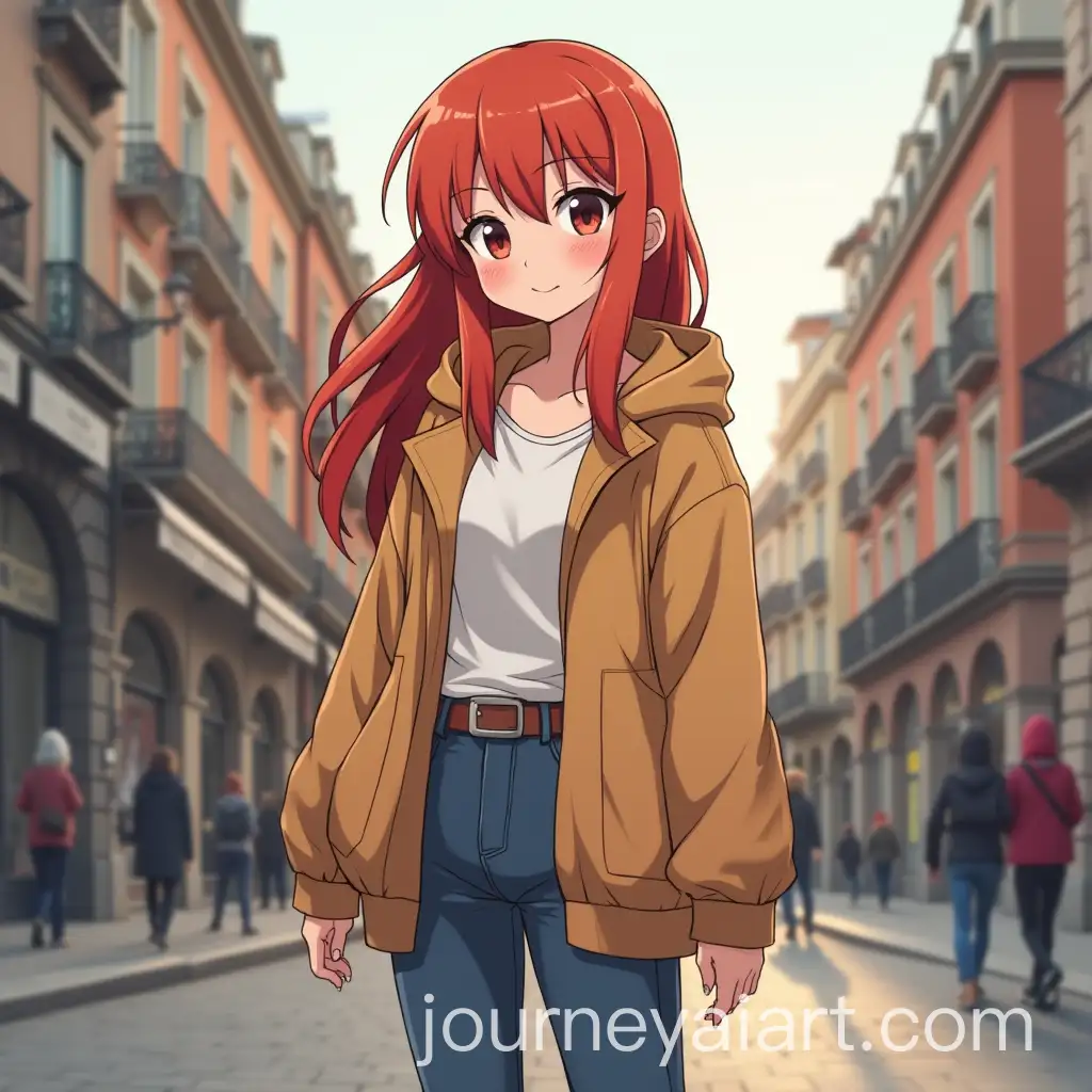 Anime-Style-Redhead-Girl-in-Oversized-Clothing-in-the-Center-of-Madrid