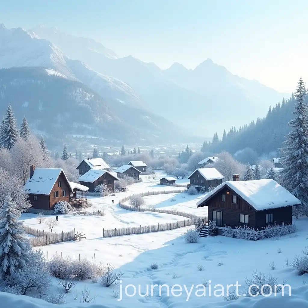 Snowy-Mountain-Village-Scene-in-Rural-Setting