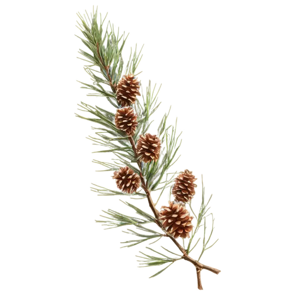 HighQuality-PNG-of-Long-Green-Cedar-Branch-with-Cones-and-Needles-for-Versatile-Usage