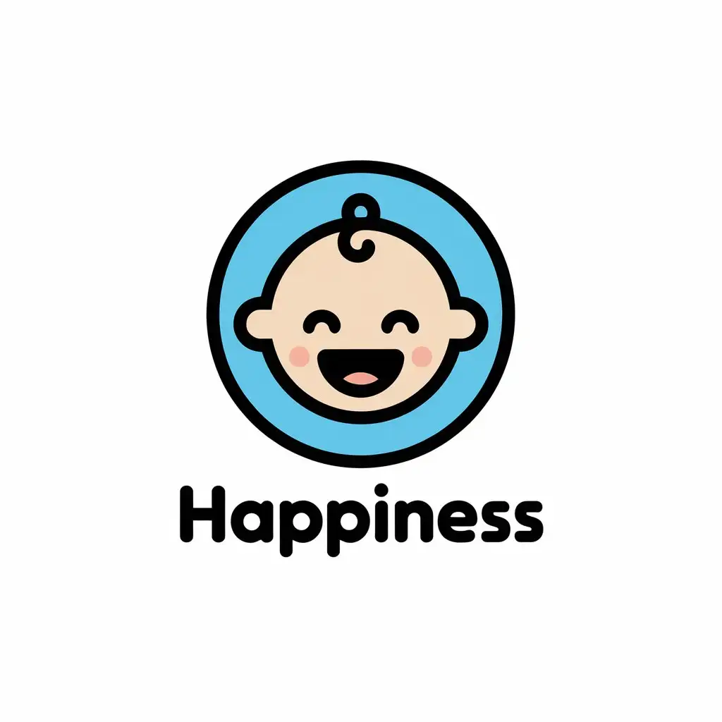 a vector logo design,with the text "happiness", main symbol:infant,Moderate,be used in toys industry,clear background