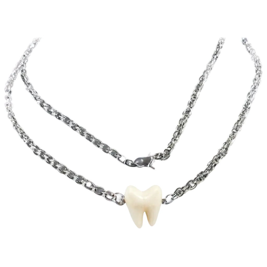 Silver-Neck-Chain-with-Real-Tooth-Pendant-PNG-Image-for-Digital-Art-and-ECommerce-Use