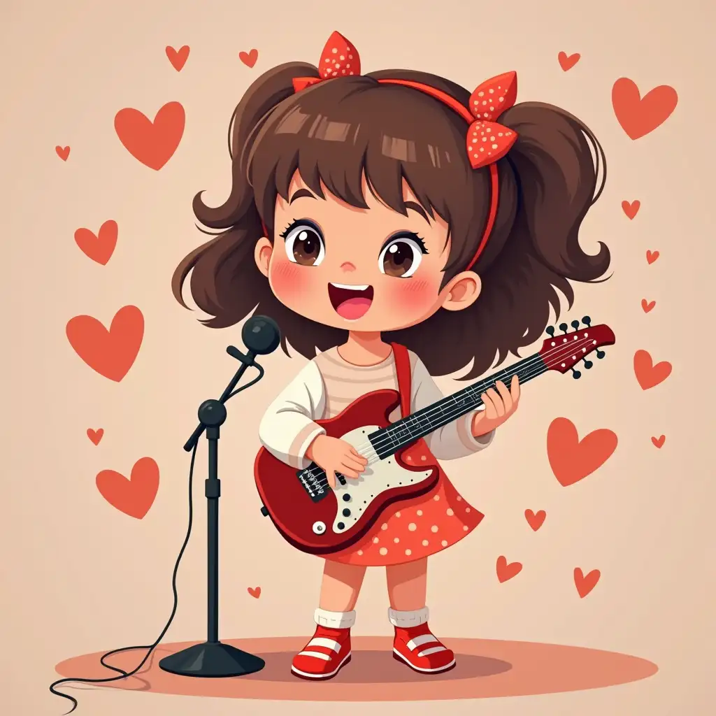 Cute girl cartoon love to create music