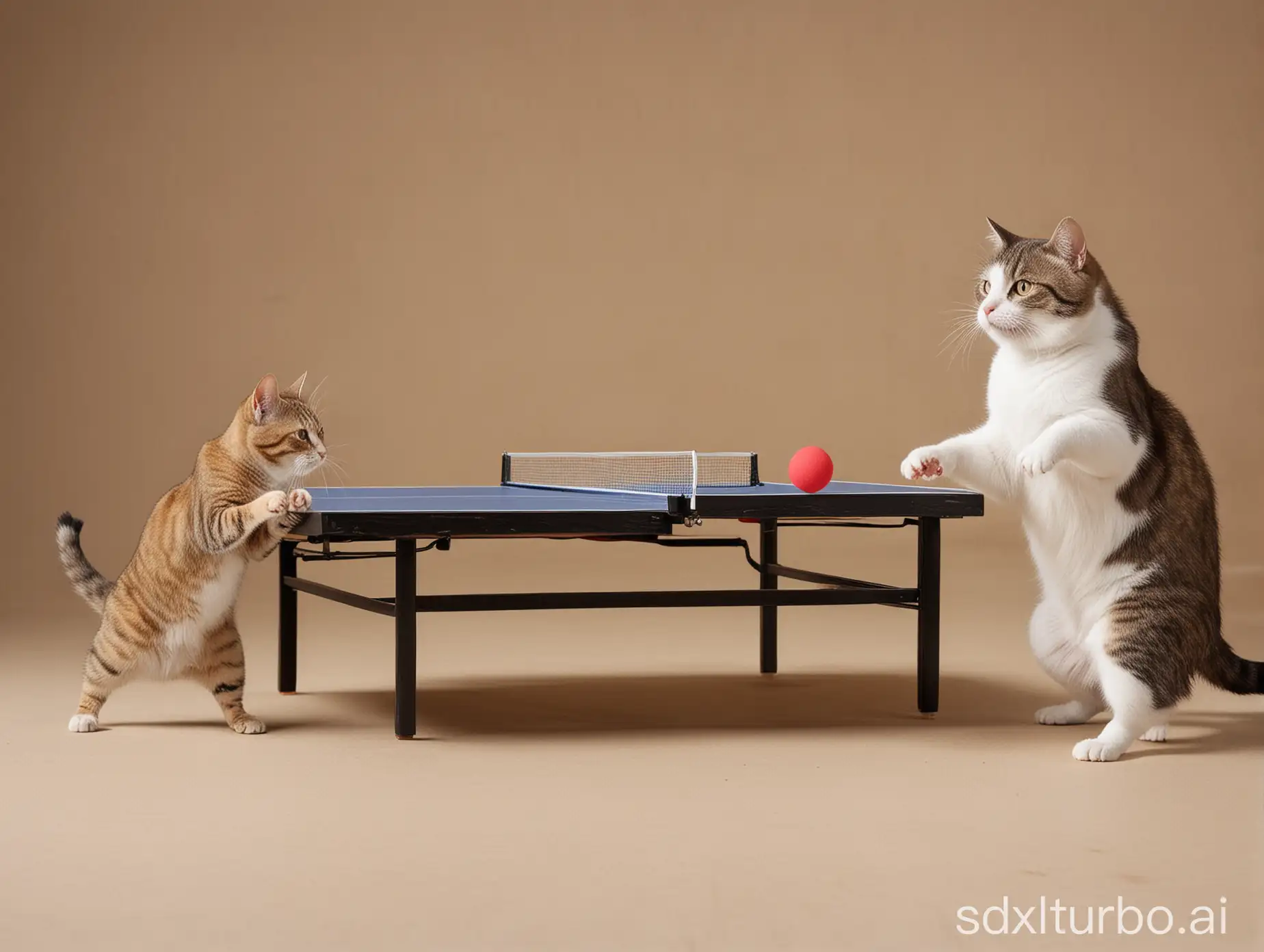 A cat and a mouse playing table tennis