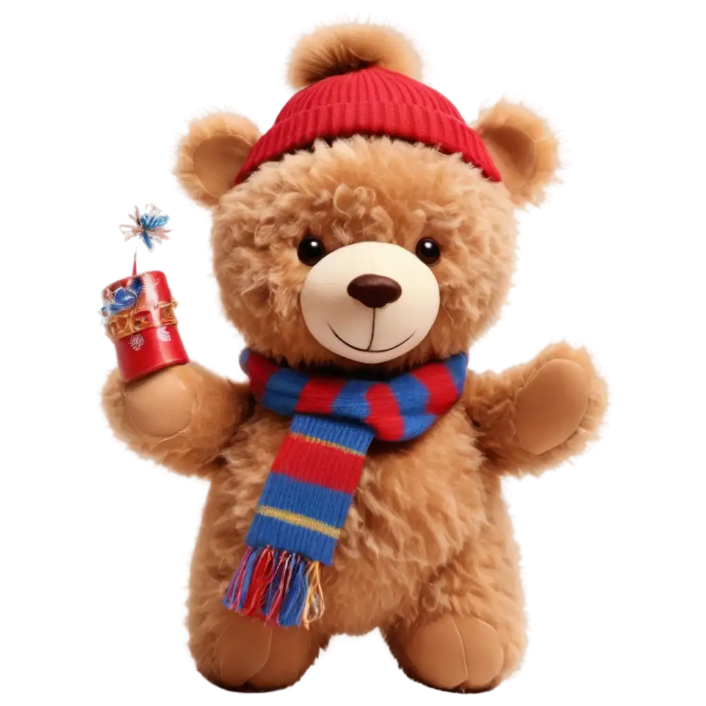 New-Year-Toy-Bear-with-Hat-and-Scarf-PNG-Image-for-Festive-Celebrations