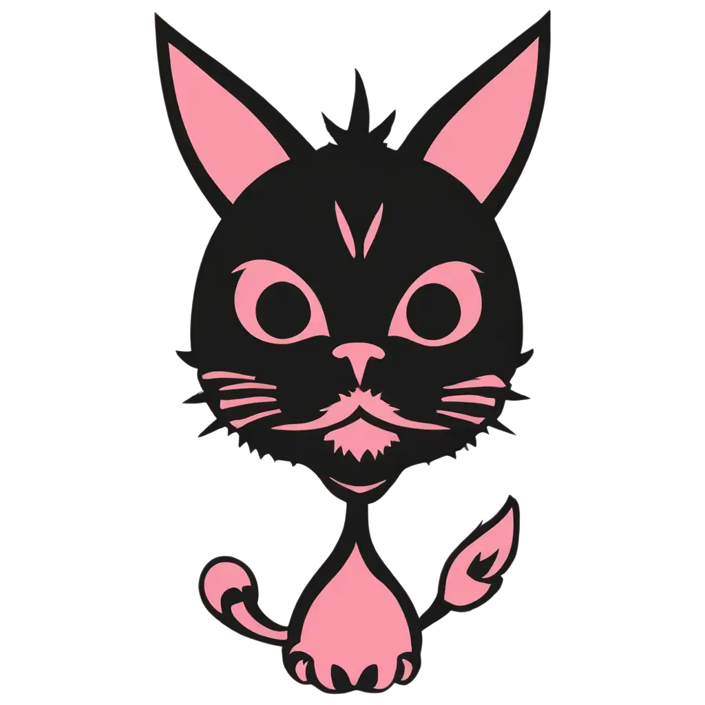 Black-and-Pink-Cat-Monster-Head-PNG-HighQuality-Transparent-Image-for-Creative-Use