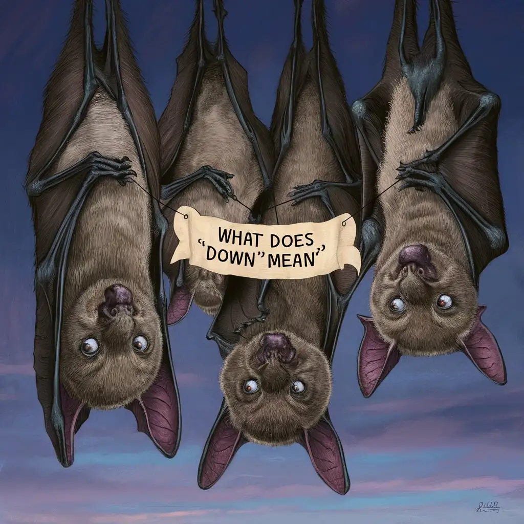 Bats Hanging Upside Down with ThoughtProvoking Banner