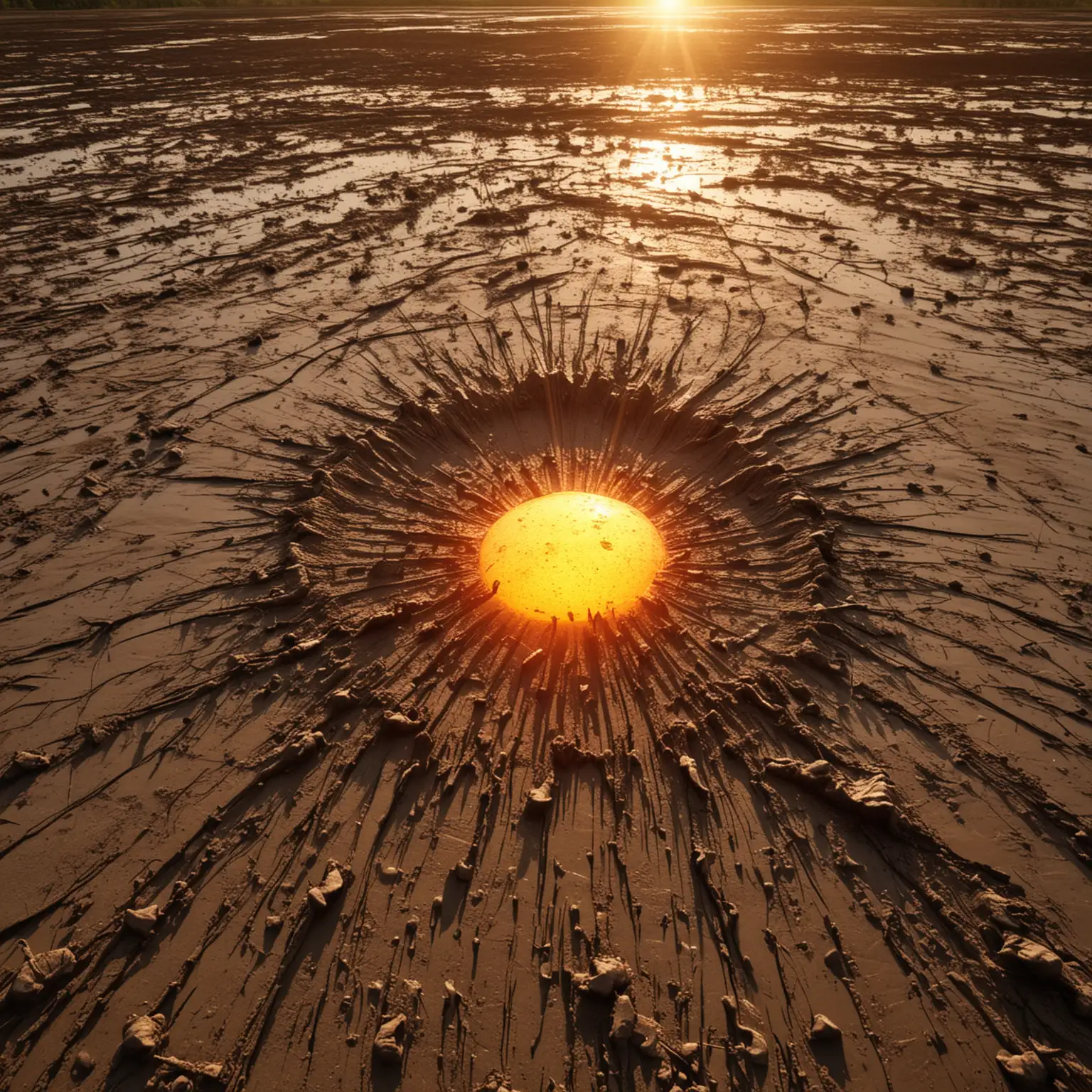 Enormous-Sun-Setting-into-Muddy-Landscape