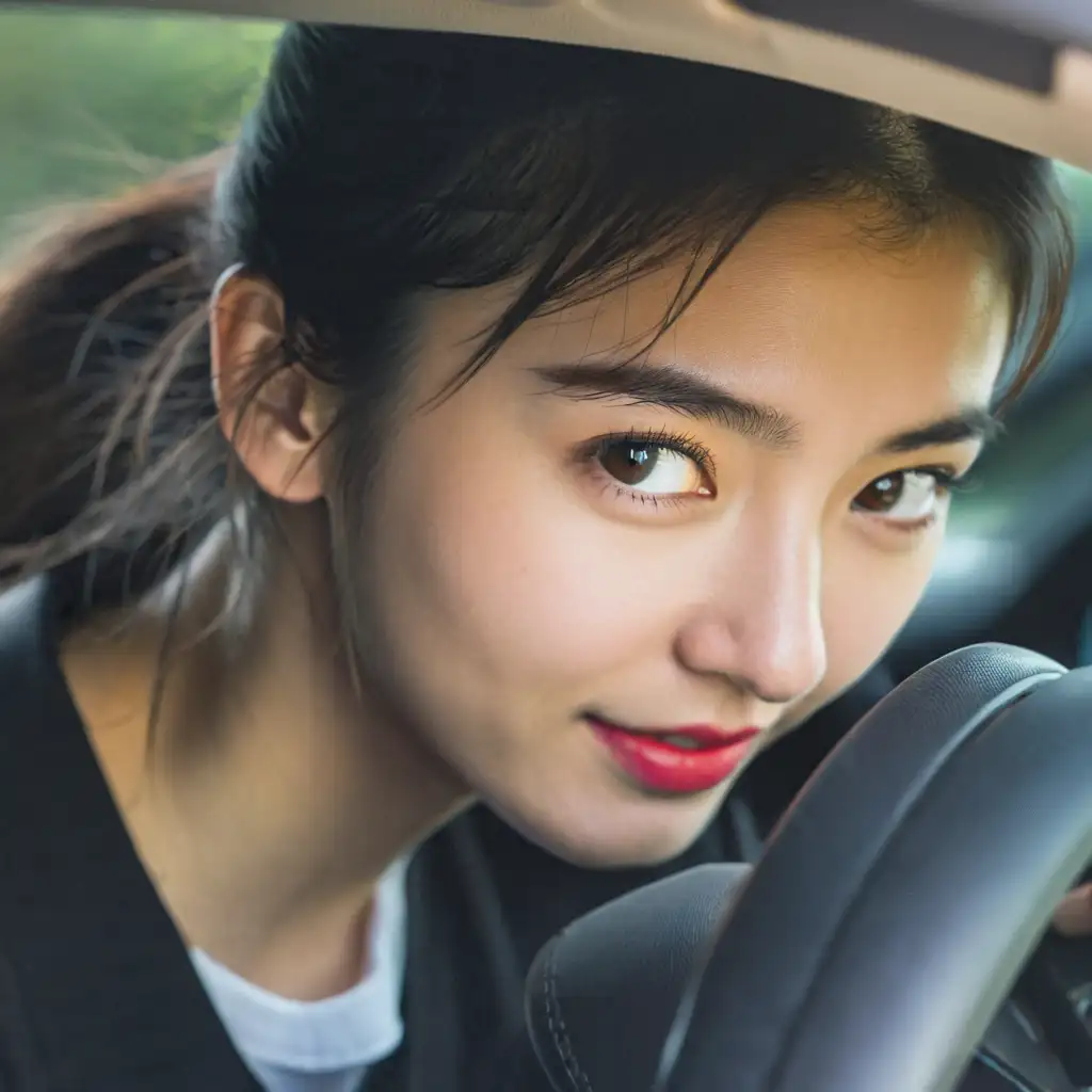 A girl is driving