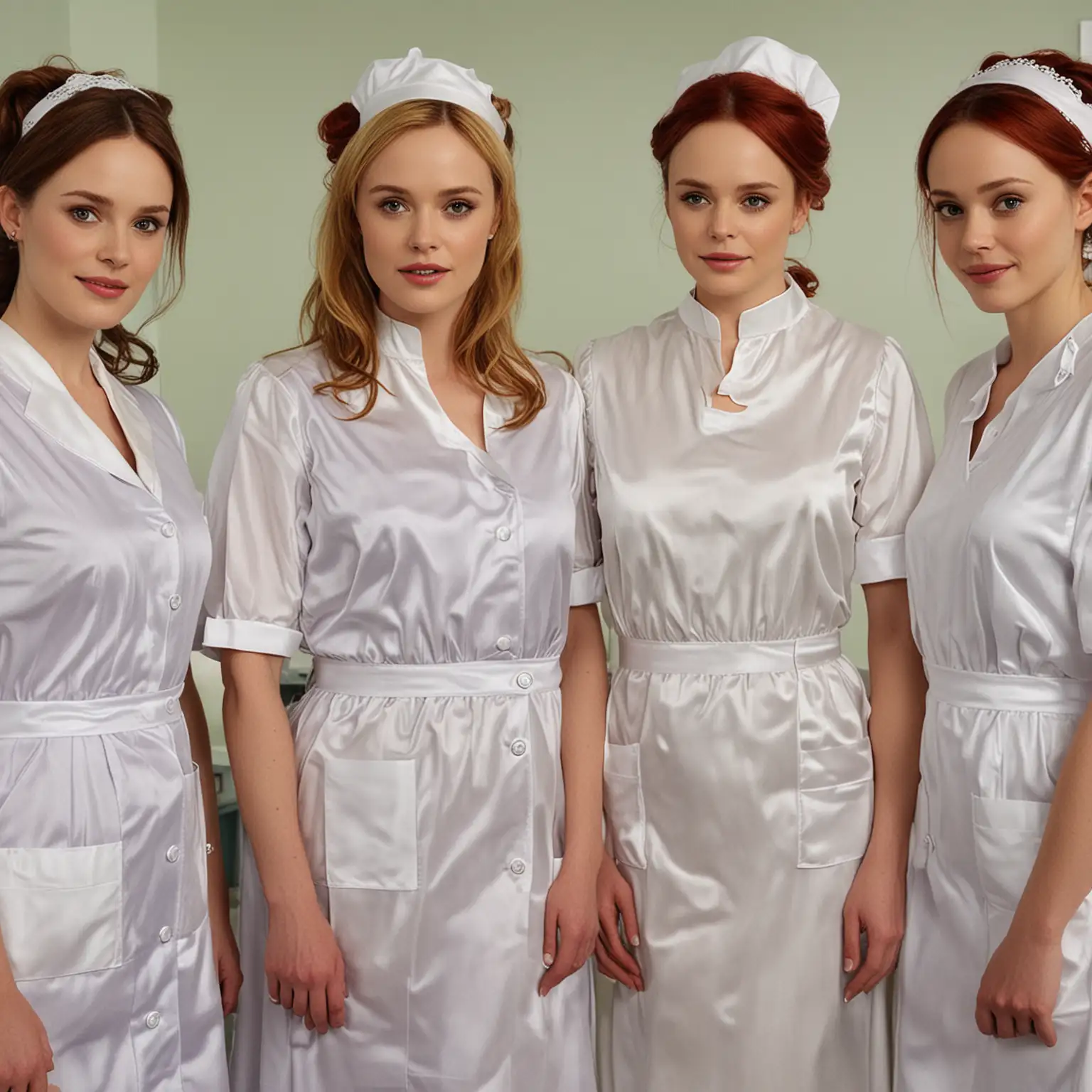 Mothers and Daughters in Modern Nurse Uniforms with Long and Short Sleeves