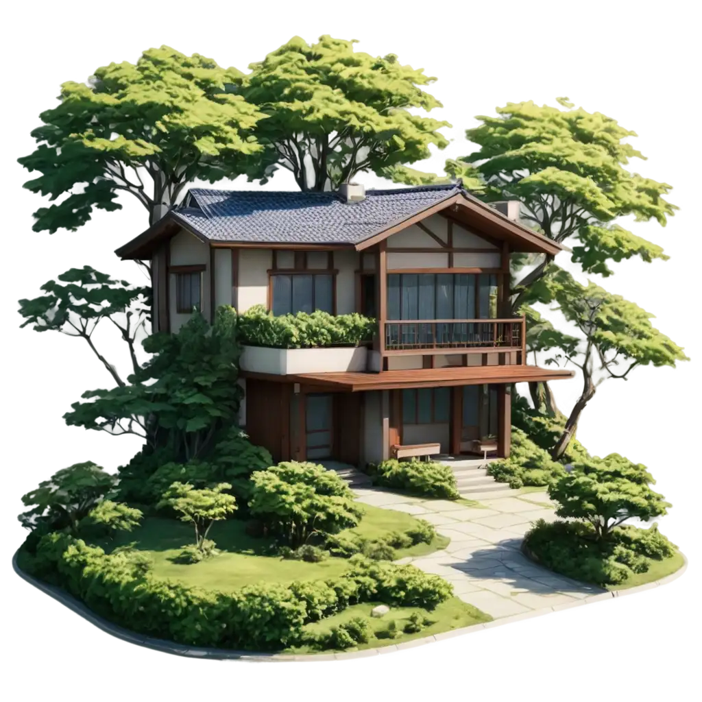 AnimeStyle-PNG-Image-of-a-Serene-House-with-a-Lush-Garden