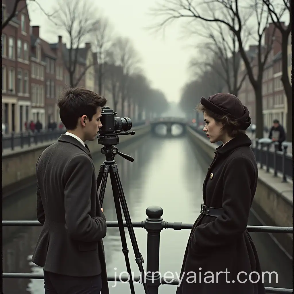 Vintage-Style-Photography-Young-Man-and-Woman-by-Canal-Edge-1910