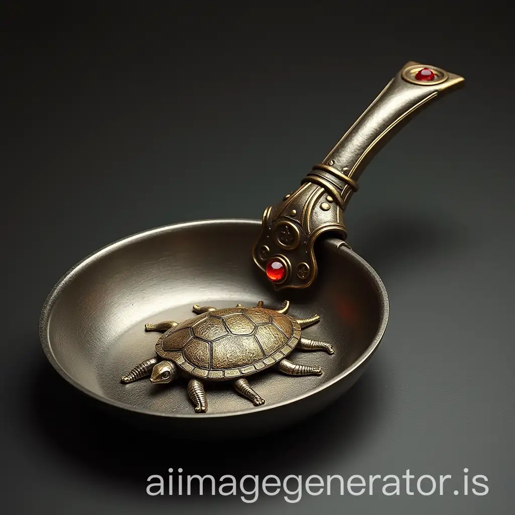 Medieval-Frying-Pan-with-Fire-Extinguisher-Tube-and-Gemstone-Handle