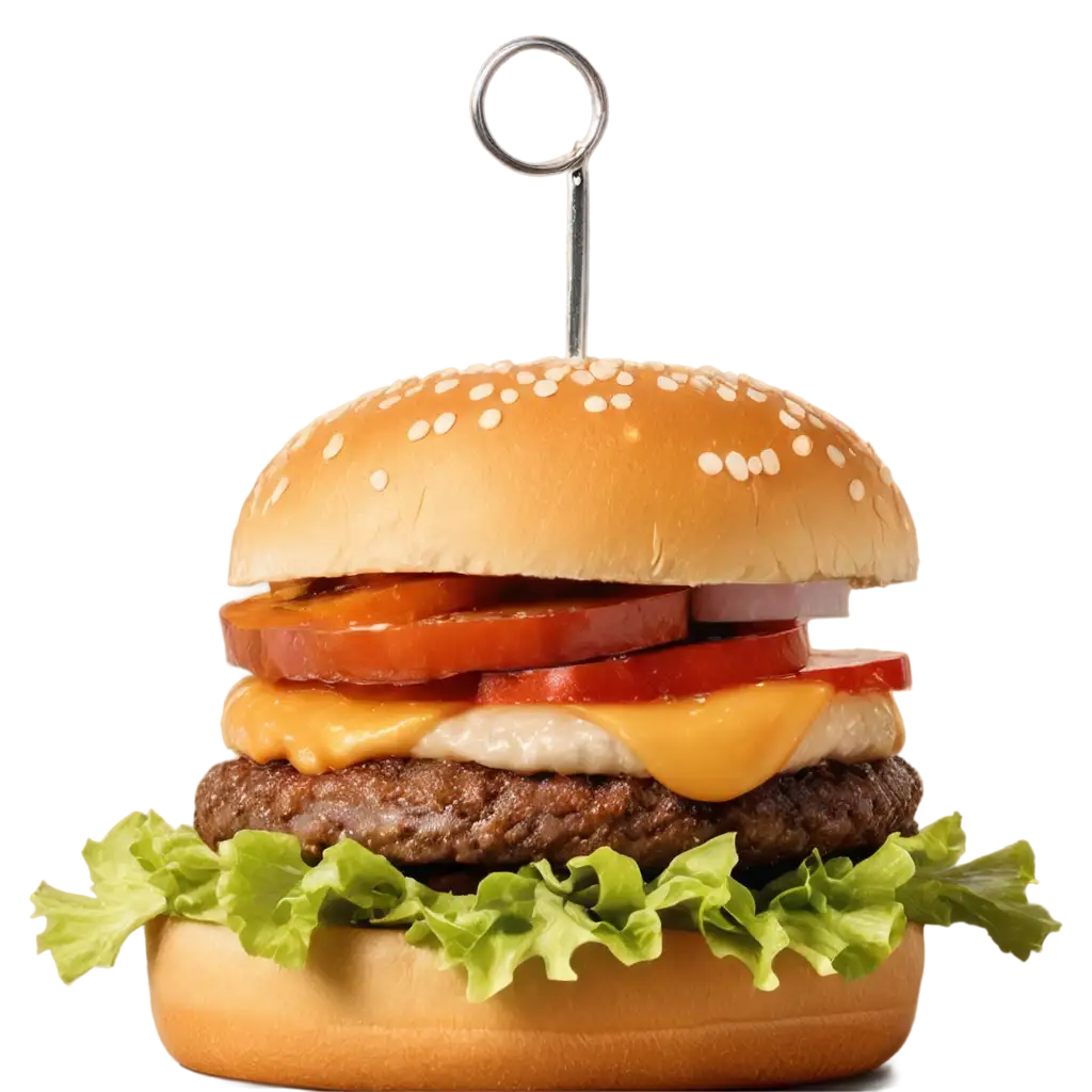 HighQuality-PNG-Image-of-a-Floating-Burger-with-Suspended-Ingredients-on-Isolated-White-Background