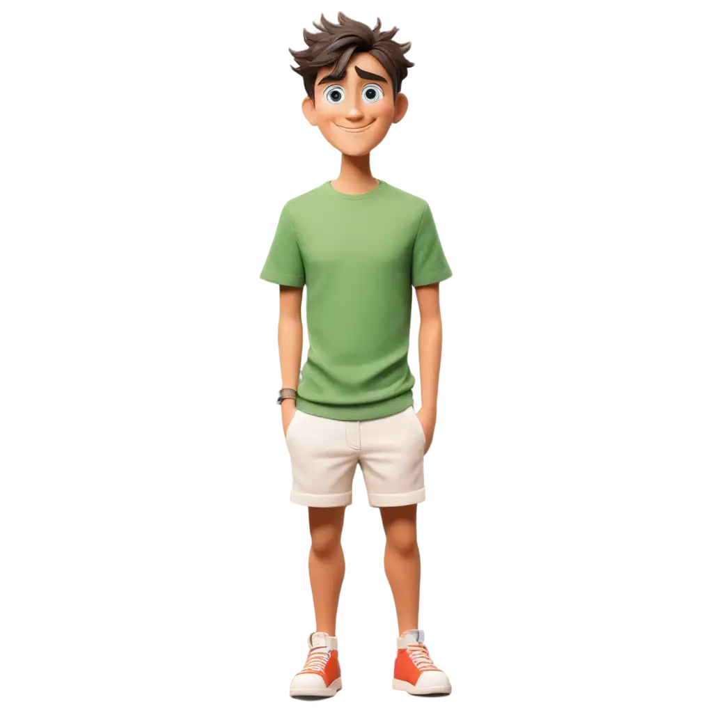 2d paper Cartoon body with shorts and tshirt from front