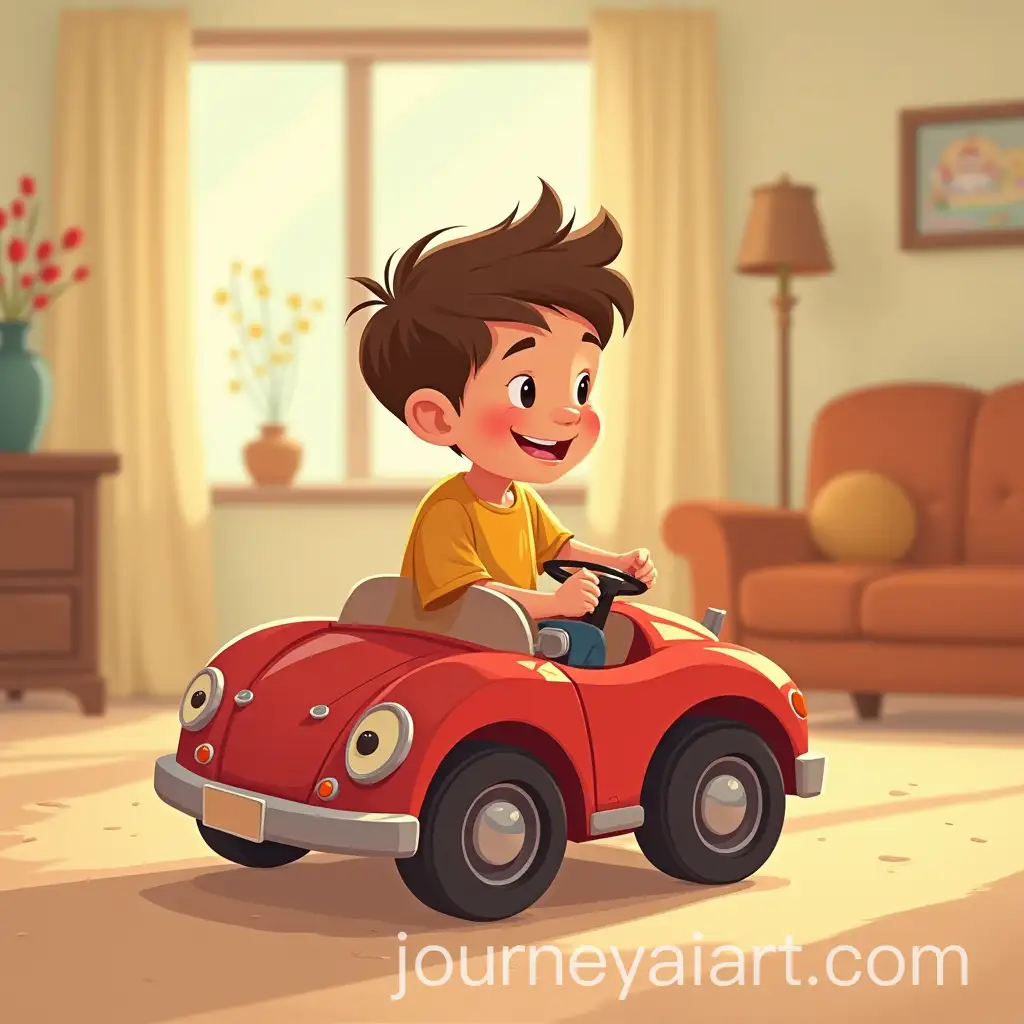 Timmys-Red-Toy-Car-Racing-Around-the-Living-Room