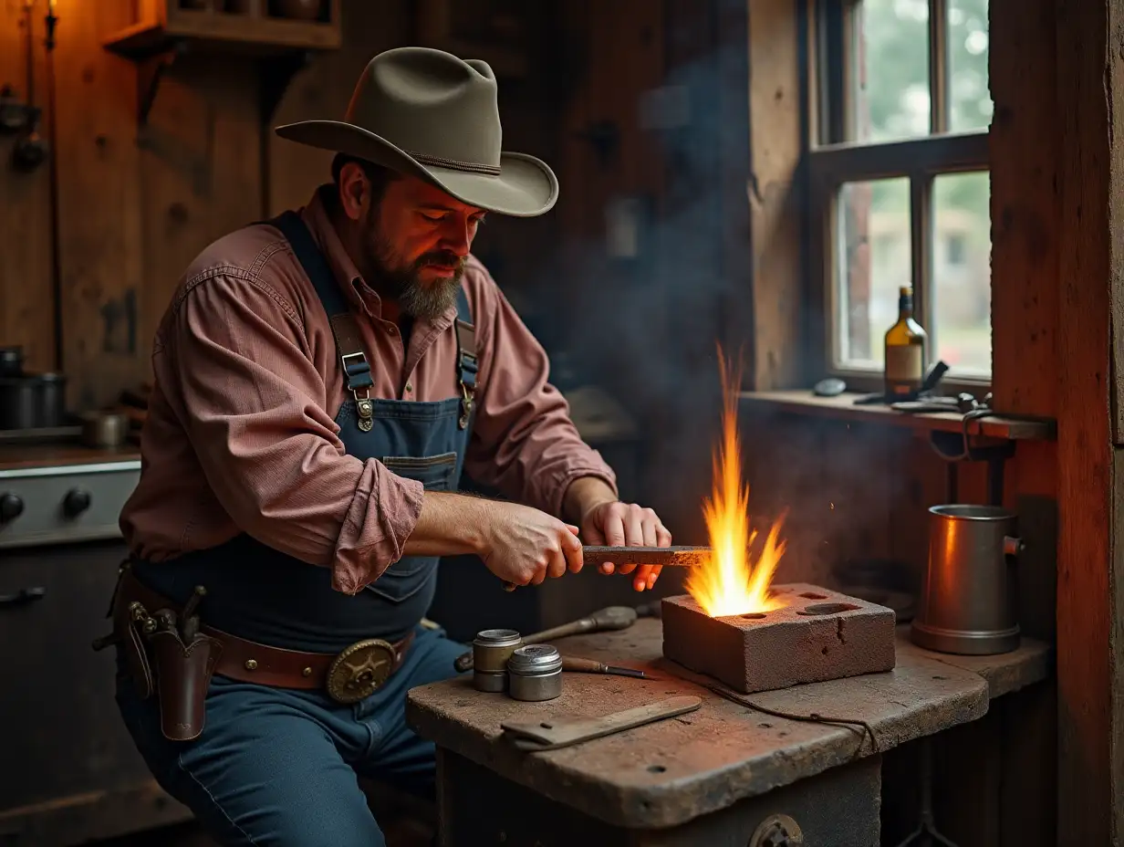 An American 1800s era old west blacksmith