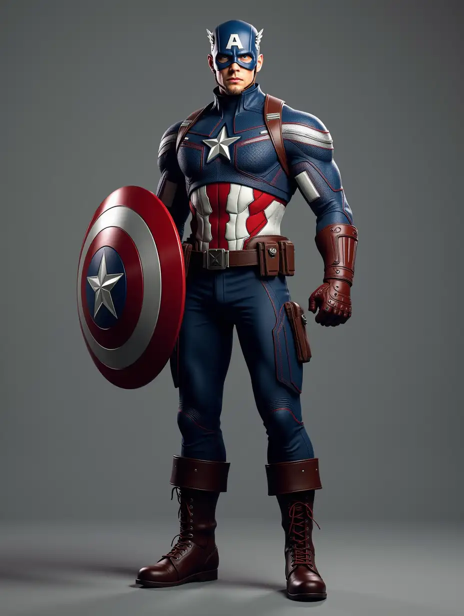 A highly detailed 3D-rendered image of Captain America...