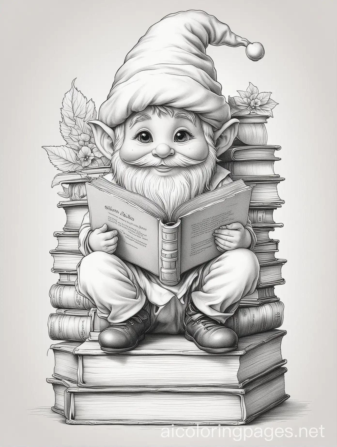 Adorable-Gnome-Reading-on-a-Stack-of-Books