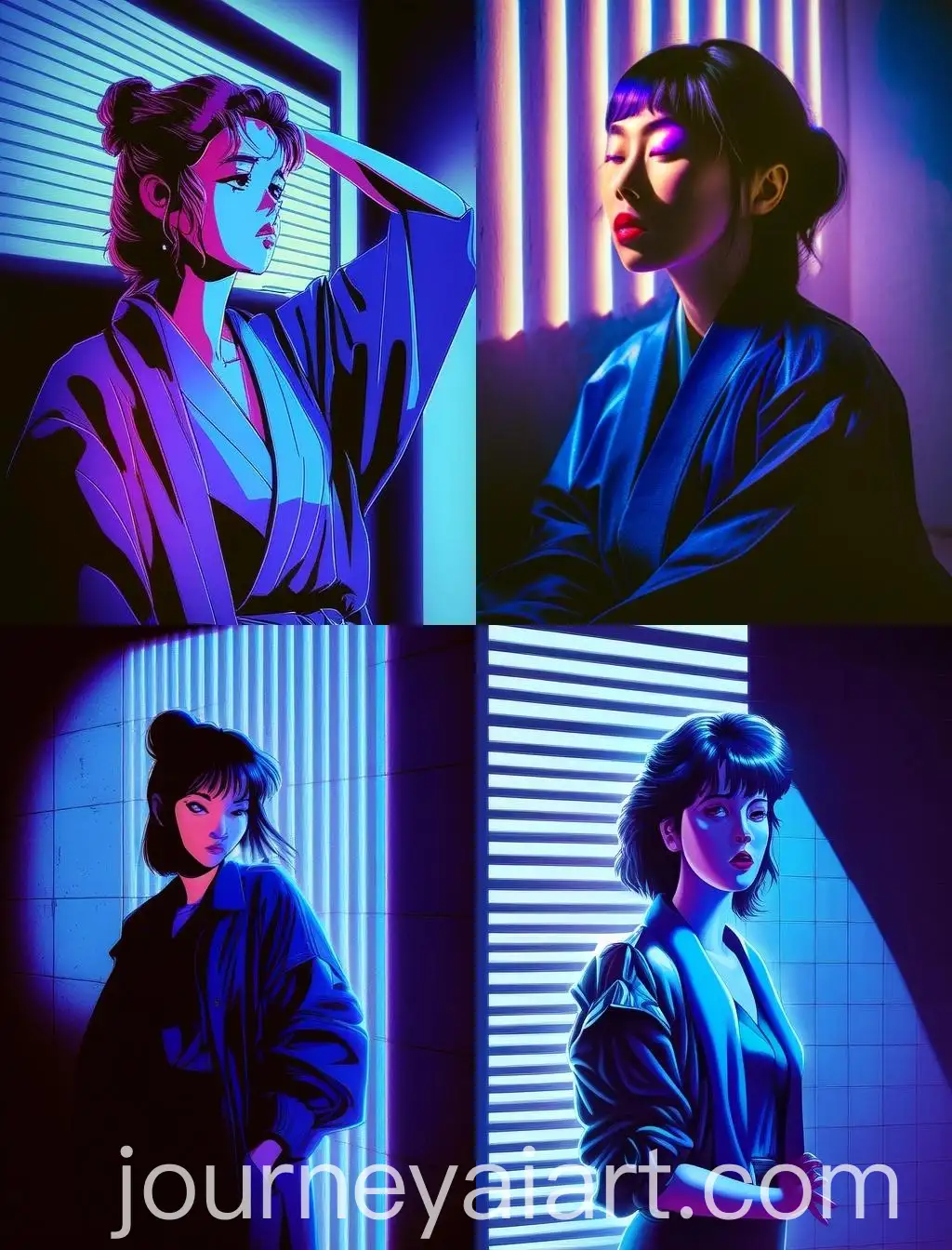 Intense-Japanese-Retro-Anime-Portrait-Woman-in-Deep-Blue-Light
