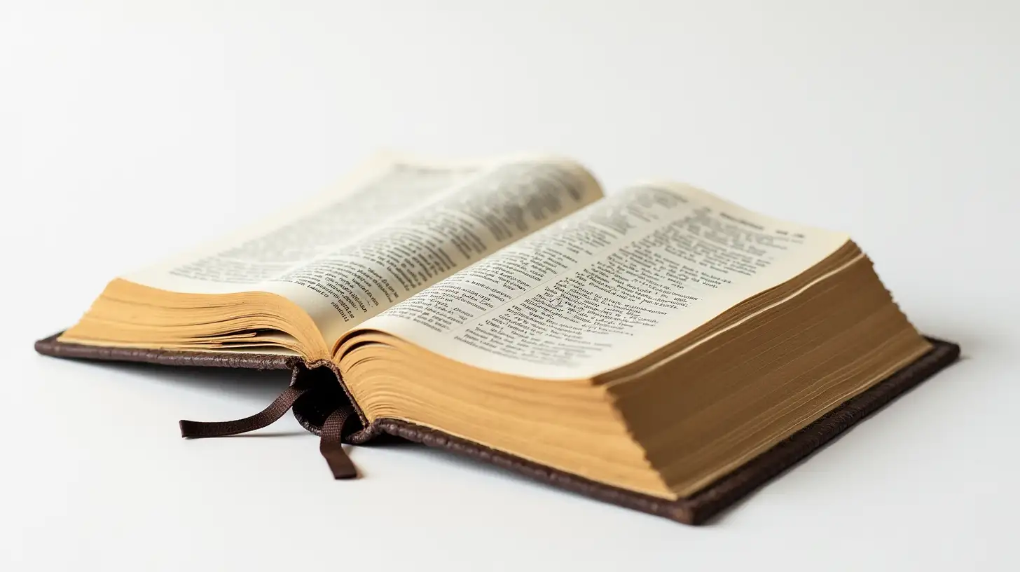 Beautiful Ancient Bible on a White Table