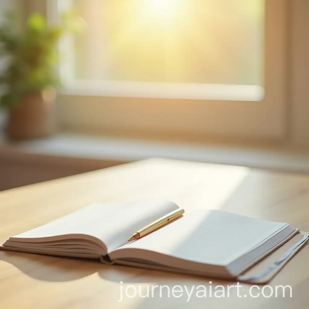 Notebook-on-a-Light-Wood-Desk-with-a-Bright-and-Warm-Environment