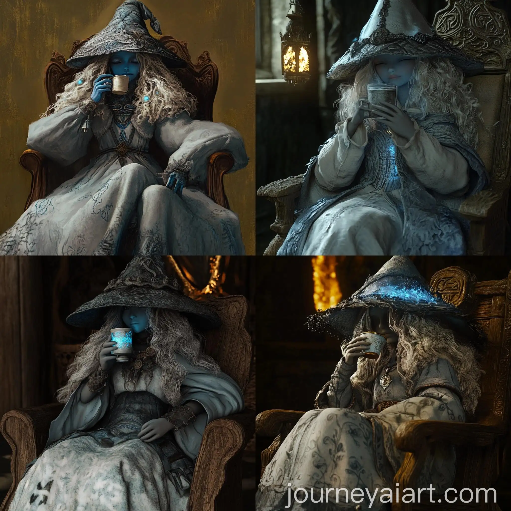 Elden-Ring-Character-Sitting-and-Drinking-Water-Realistic-Fantasy-Art